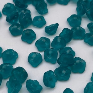 Tiny teal glass button beads. (60 pieces per price)