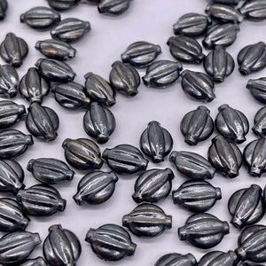 Unusual Vintage pod bead. 9mm Chrome Grey ( 30 peices per price)