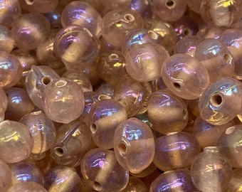 Różowe szklane koraliki Aurora Borealis Bubble, 8 mm (40 sztuk)