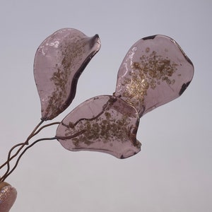 Rare venetian glass leaves with gold flecks. Light smoky purple ( 6 pieces per price)
