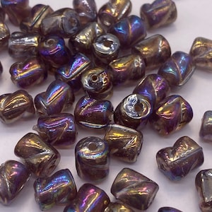 Transparent purple barrel glass bead with AB coating. 7.5mm  ( 40 pieces per price)