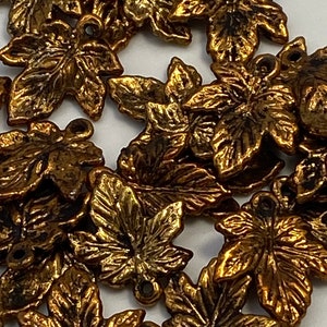 Faux oxidized gold maple leaves. (30 pieces per price)