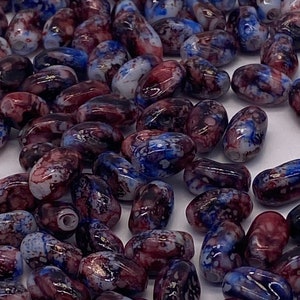 Blue, red and purple glass pebble beads. (30 pieces per price)