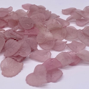 Scalloped leaf beads. 17mm. Soft Frosted Pink. Acrylic ( 20 pieces per price)