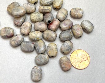 Crackle Acrylic Barrel Bead, Dull White (20 pieces)
