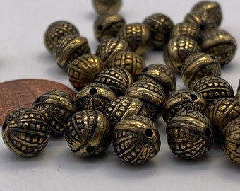 Matt gold bronze round acrylic beads. (40 pieces per price)