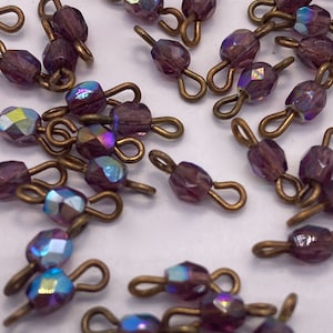 Swarovski bead, double looped eye pin. (40 pieces per price) 3.5mm bead