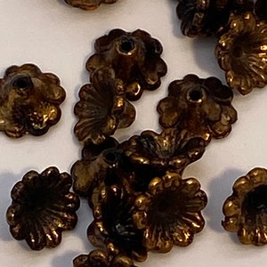 Faux oxidized gold daffodil flower beads. 30 pieces per price image 5