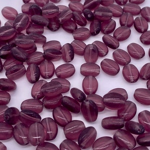 Glass flat oval pebble bead, Maroon/Purple, 7.5mm ( 60 pieces per price)