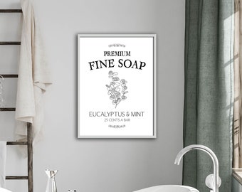 Premium Fresh Soap Wall Art printable - 8 x 10 and 12 x 16 - Bathroom Wall Decor Digital download - Eucalyptus & Mint