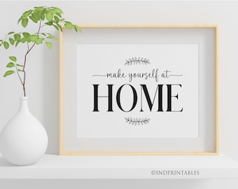 Arte de pared imprimible "Siéntete como en casa" - Decoración de pared inspiradora - Decoración de habitación de invitados - Arte de pared para vestíbulo