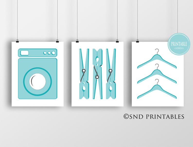 Laundry Trio Art Printables in 8x10 and 12x16 - Digital File - Washer ...