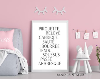 Terminy baletowe I Plik do druku - Plik cyfrowy - Natychmiastowe pobranie - Dekoracja pokoju dziewczynki - Prezent dla córki - Prezent dla tancerki - Taniec do druku