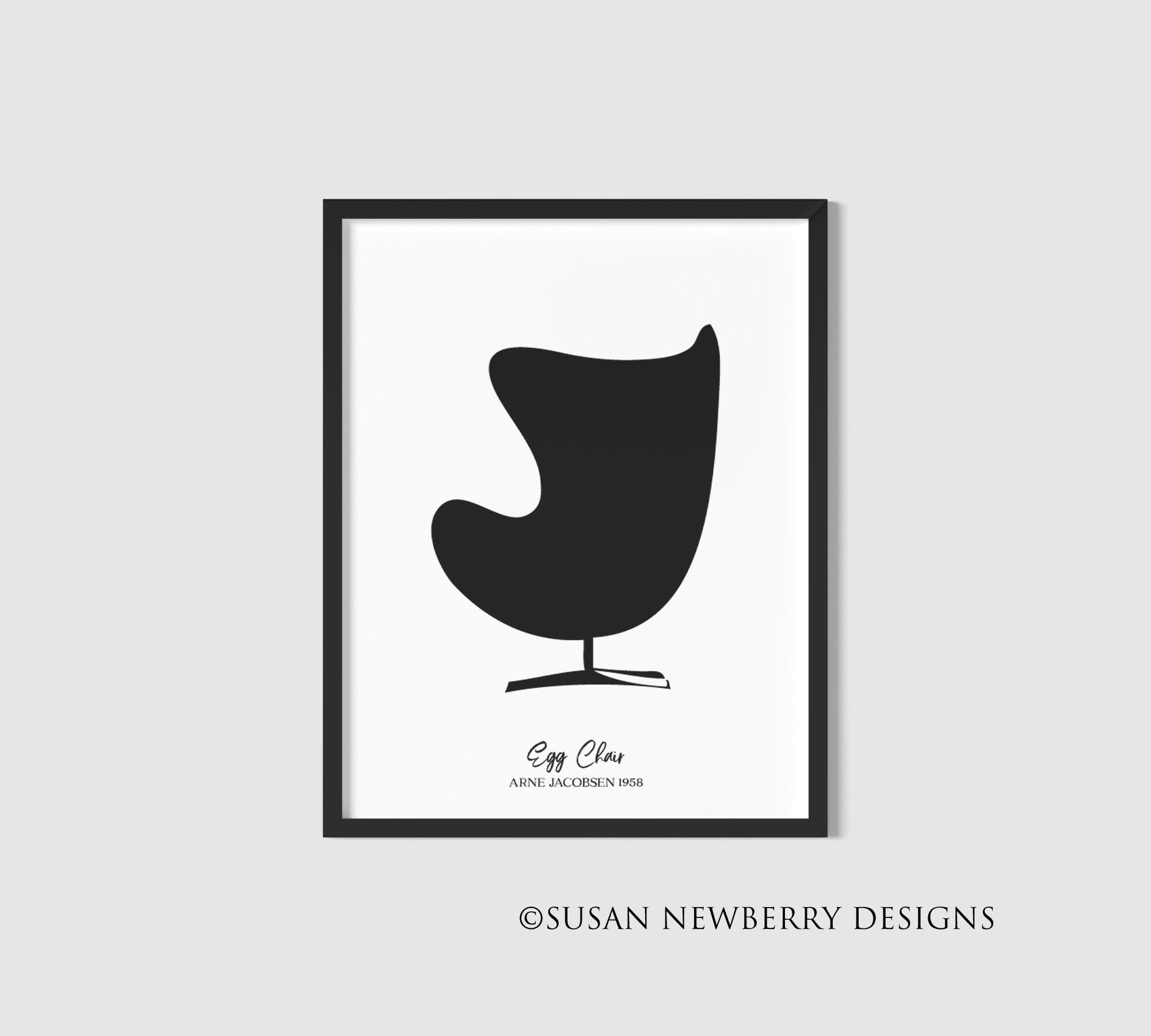 Egg Chair Silhouette I Art Printable in 8x10 and 12x16 Mid Century