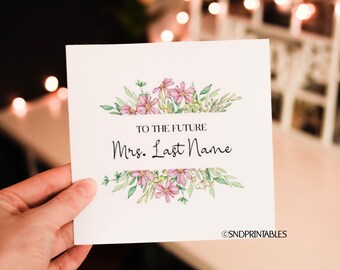 Tarjeta de despedida de soltera personalizada para la futura esposa: tarjeta imprimible personalizada para la novia y plantilla de sobre.