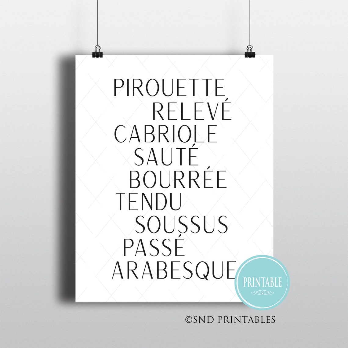 Ballet Terms I Printable File Digital File Instant Download Girl's Room ...