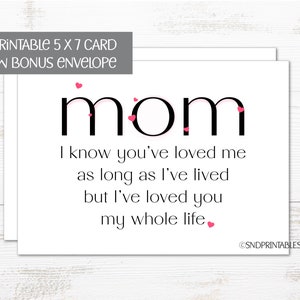 Dear Mom, I get it now. Thank you. Printable Greeting Card Mother's Day Card 5 x 7 with bonus envelope template image 2