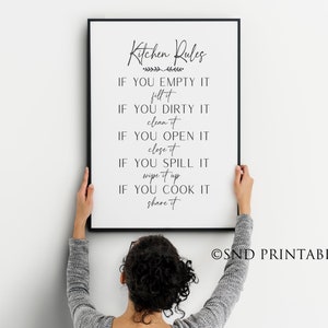 Kitchen Rules Wall Art Printable: Minimalist Kitchen Decor (Digital Download)