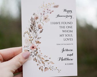 Personalized Printable I have found the one whom my soul loves Anniversary Card