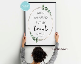 2024 JW Year Text II - When I am afraid, I put my trust in you - Wall Art Printable - Eucalyptus - Christian Wall Art - Psalm 56:3