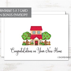 Congratulations on Your New Home Printable Greeting Card New Homeowner's Card 5 X 7 With Bonus ...