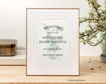 Personalized "Find Exquisite Delight in Jehovah" JW Baptism Printable with Eucalyptus