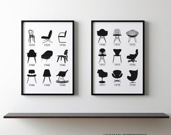 Mid-Century Modern Chair History Art Print Set (Digital Download)