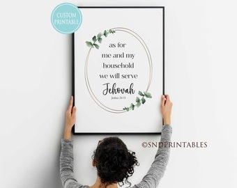 As for me and my household we will sever Jehovah - Wall Art Printable - Eucalyptus - Christian Wall Art - Joshua 24:15