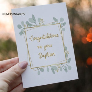 Gefeliciteerd met je afdrukbare doopwenskaart - 5 x 7 met bonusenvelopsjabloon