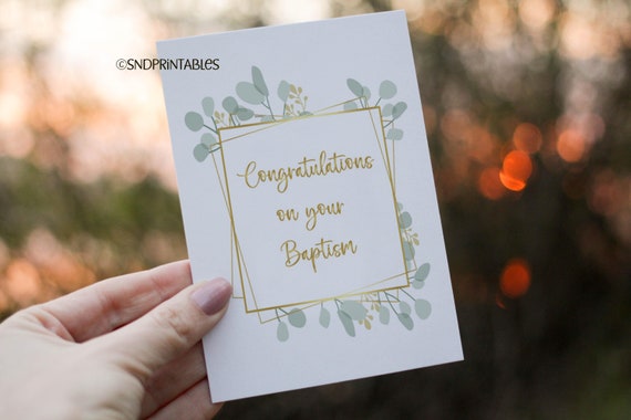 Congratulations on Your Baptism Printable Greeting Card - 5 x 7 with bonus envelope template