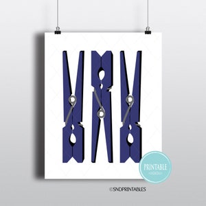 Navy Laundry Trio Art Printables in 8x10 and 12x16 - Digital File ...