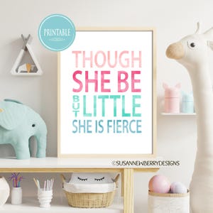 Shakespeare Quote Nursery Print: Though She Be But Little (Digital File)