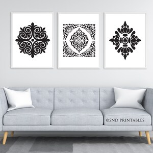Black and White Damask Trio 1 Printable Files Digital File | Etsy