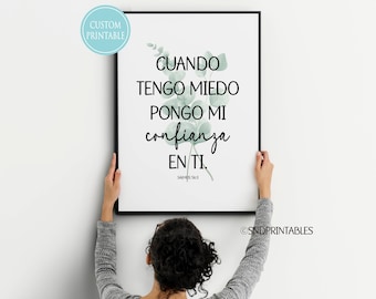 2024 JW Year Text in Spanish - Cuando tengo miedo pongo mi confianza en ti - Eucalyptus - Christian Wall Art Printable - Salmos 56:3