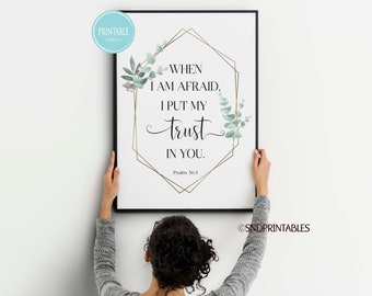 2024 JW Year Text III - When I am afraid, I put my trust in you - Wall Art Printable - Eucalyptus - Christian Wall Art - Psalm 56:3