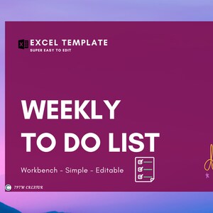Weekly to do list | workbench to do list |   New Year Resolution  | digital planner | excel to do list weekly | priority to do list