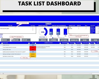 TASK LIST VBA Button Filter Excel Template| Digital Planner | Excel Tool | Task Planner | Task List | To Do List | Digital Download | tasks