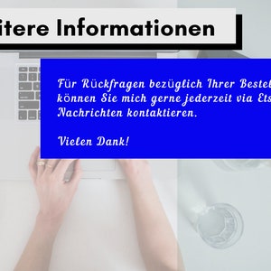 May include: A laptop computer with a blue text box that reads "For questions regarding your order, you can contact me anytime via Etsy messages. Thanks!"