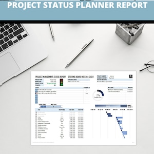 Project Status Planner Report A4 | Digital Planner Report Printable | Management Status Report | Dashboard | Key Figure Project Planner |
