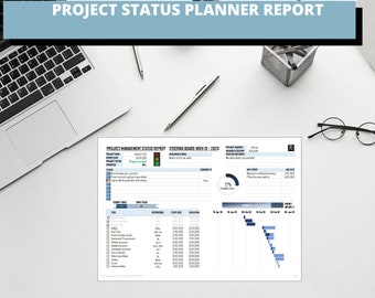 Project Status Planner Report A4 | Digital Planner Report Printable | Management Status Report | Dashboard | Key Figure Project Planner |