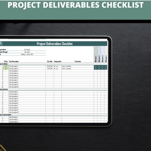 Project deliverables checklist | Digital planner milestone checklist | Project management checklist | Task manager excel checklist |