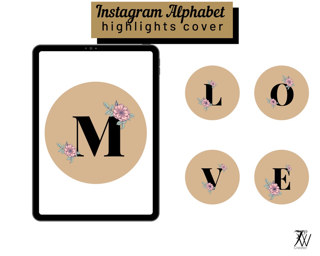 Instagram Alphabet Story Highlight Cover Light Brown Brown Etsy