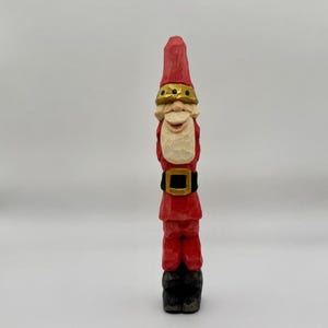 Hand Carved Wood Santa Caricature: Tall Skinny Christmas Decor (6&quot;)