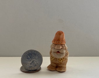 Wood Carving - Miniature Wooden Gnome Caricature Carving - Hand Carved and Painted - Decor Decoration or Gift - WoodCarvedMinisByKLS