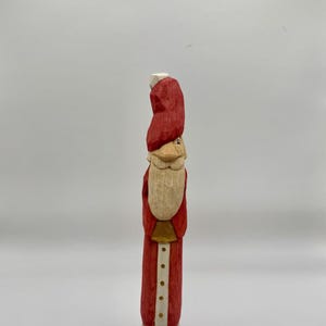 Hand Carved Pencil Santa: 6&quot; Wood Carving Christmas Decor