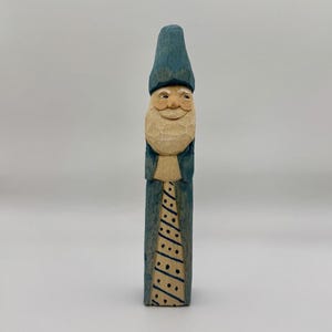 Hand Carved Wood Santa Caricature: 6&quot; Pencil Santa Christmas Decor