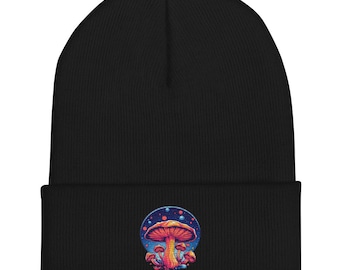 Gorro com punho de cogumelo psicodélico