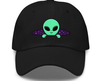 Alien UFO Dad Hat : casquette réglable en sergé de coton