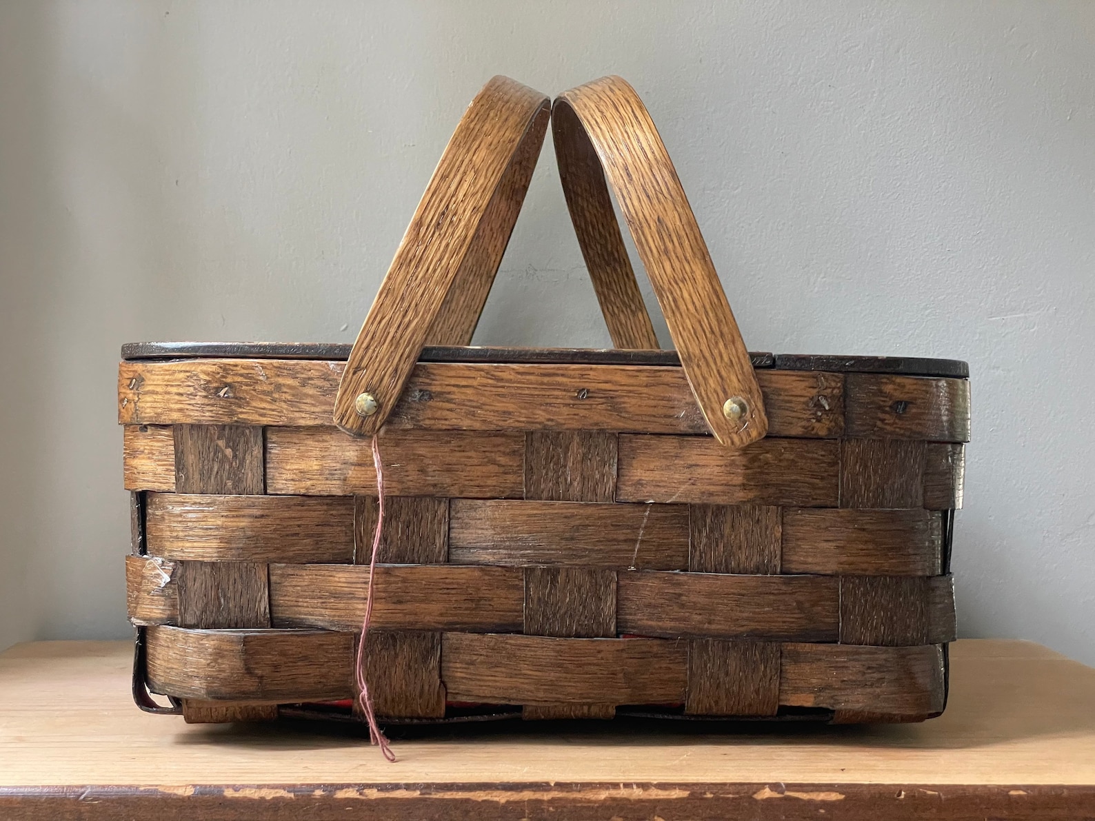 Vintage Wicker Sewing Basket With Wooden Lid/Sewing Kit Box Etsy