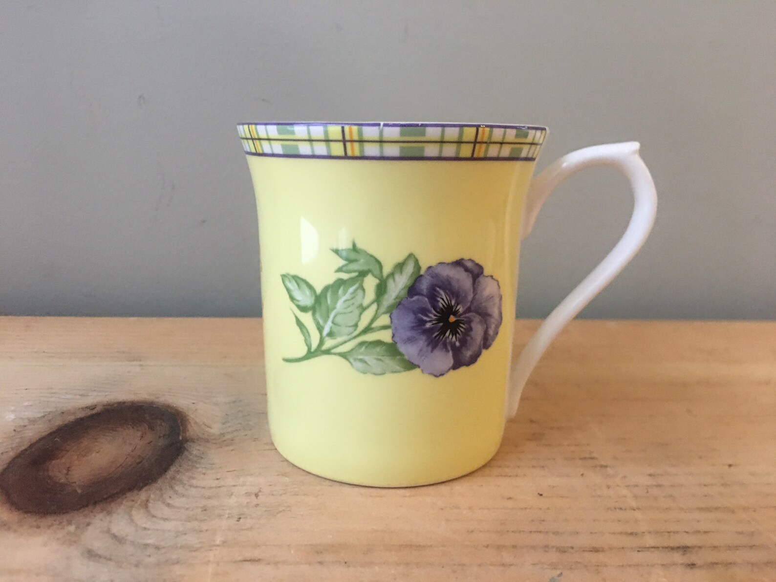 Queens Fine Bone China Yellow Tea Cup Mug With Purple and Etsy